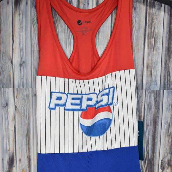 New Pepsi 1pc Bodysuit Swimsuit Red White Blue L - Picture 1 of 7